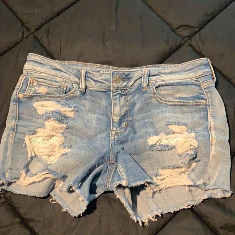 Light wash ripped American Eagle Jean Shorts